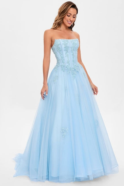 Robe De Bal Nuageuse Azur - gallery 3