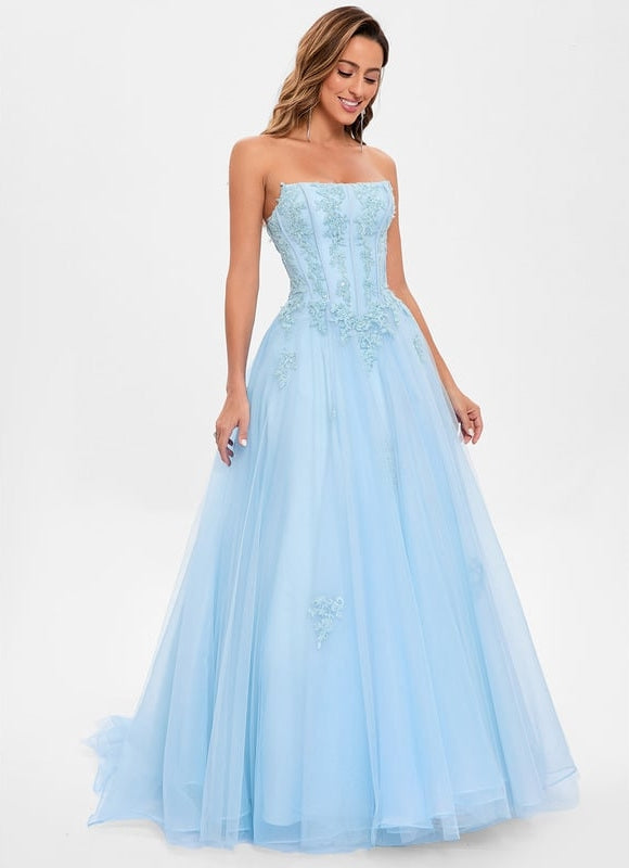 Robe De Bal Nuageuse Azur - gallery 3