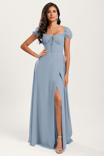 Robe De Bal Fluide Bleu Ciel - gallery 1