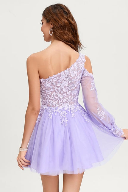 Robe De Bal Lilas Asymétrique - gallery 3