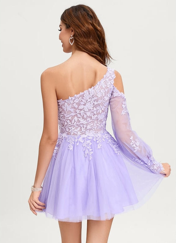 Robe De Bal Lilas Asymétrique - gallery 3