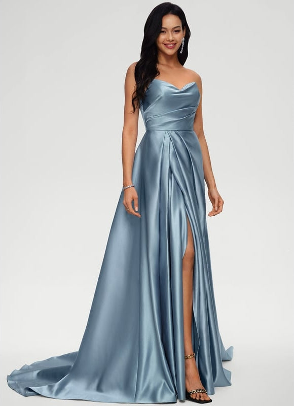 Robe De Bal Fluide Argentée - gallery 4