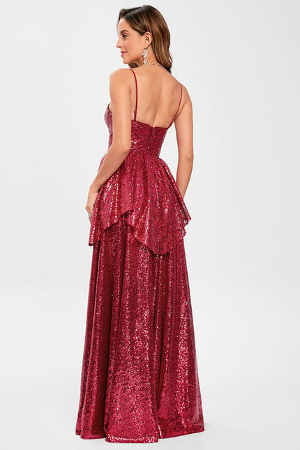Robe De Bal Pailletée Bordeaux - gallery 1