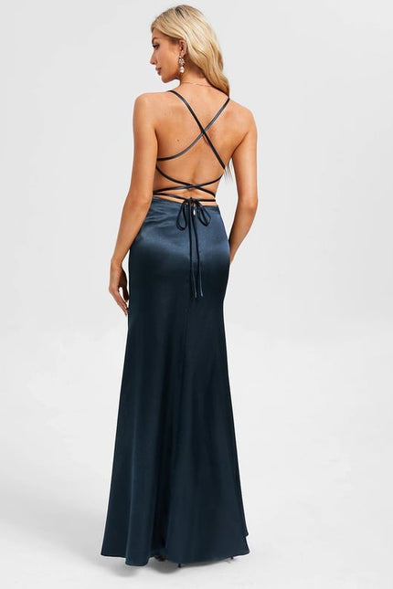 Robe De Bal Satin Longue Fendue - gallery 4