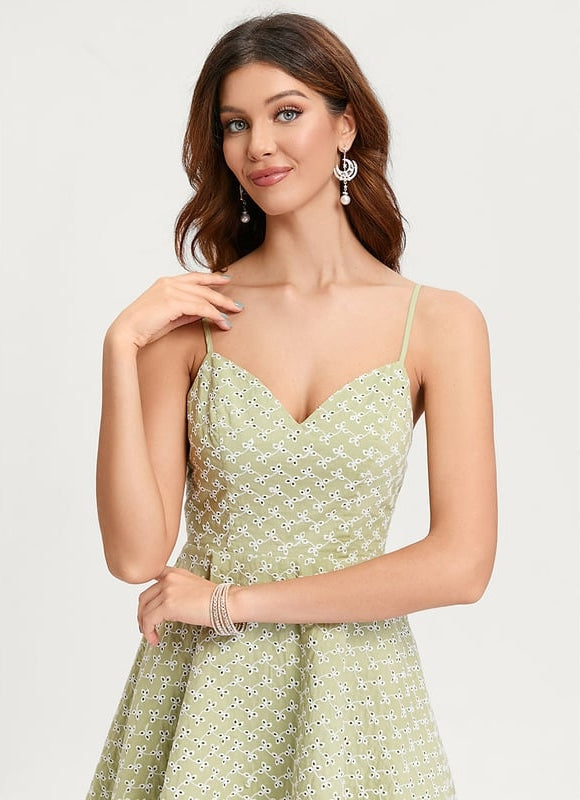 Robe De Bal À Motifs Floraux Vert Clair - gallery 2