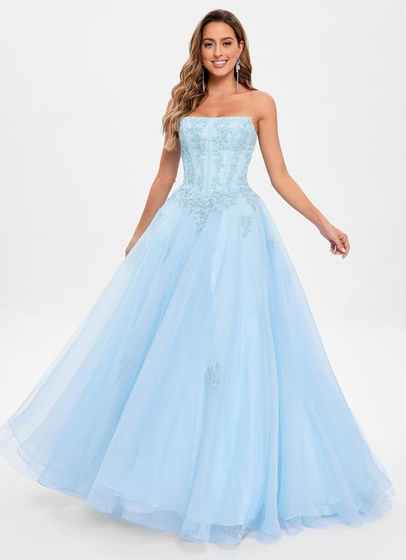 Robe De Bal Nuageuse Azur - gallery 4