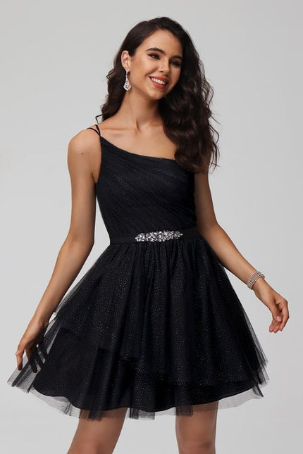 Robe De Bal Tulle Courte Noir - gallery 7