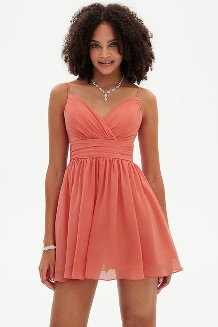 Robe De Bal Mousseline Corail