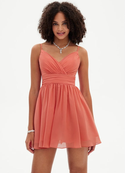Robe De Bal Mousseline Corail
