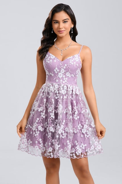 Robe De Bal Lilas Florale - gallery 2