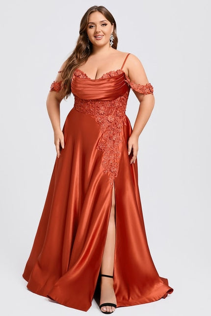 Robe De Bal Satinée Cuivrée - gallery 9