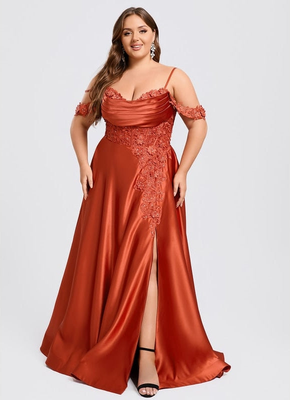 Robe De Bal Satinée Cuivrée - gallery 9