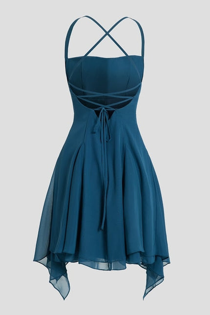 Robe De Bal Col Droit Bleu Profond - gallery 8