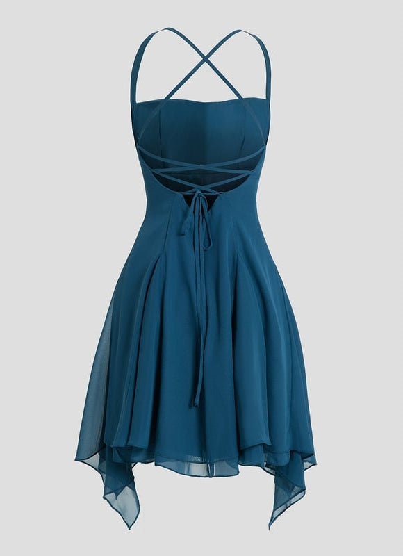 Robe De Bal Col Droit Bleu Profond - gallery 8