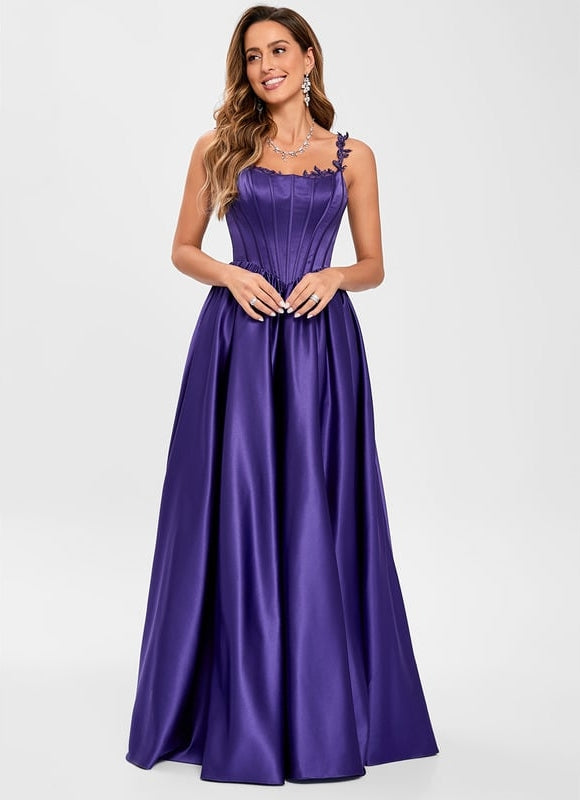 Robe De Bal Satinée Violette - gallery 3