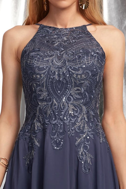 Robe De Bal Mousseline Marine - gallery 3