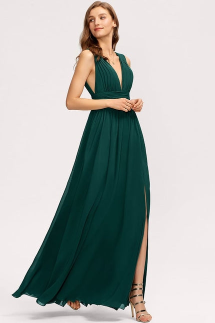 Robe De Bal Longue Fluide Bleu - gallery 4