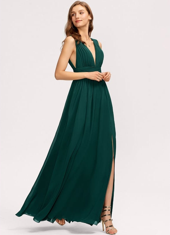 Robe De Bal Longue Fluide Bleu - gallery 4