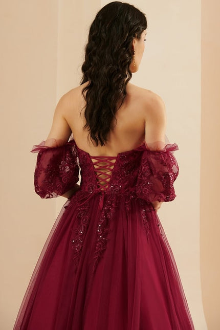 Robe De Bal Bordeaux Éthérée - gallery 6