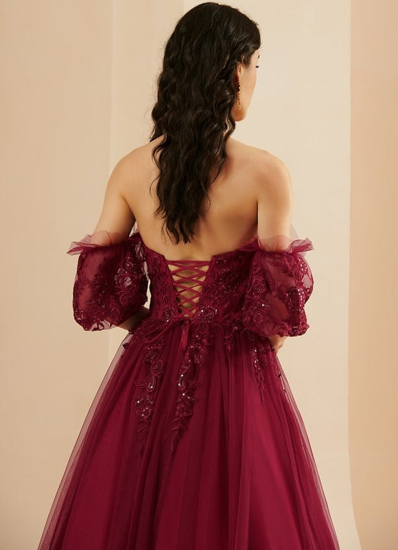 Robe De Bal Bordeaux Éthérée - gallery 6