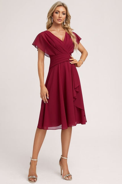Robe De Bal Mousseline Bordeaux - gallery 4