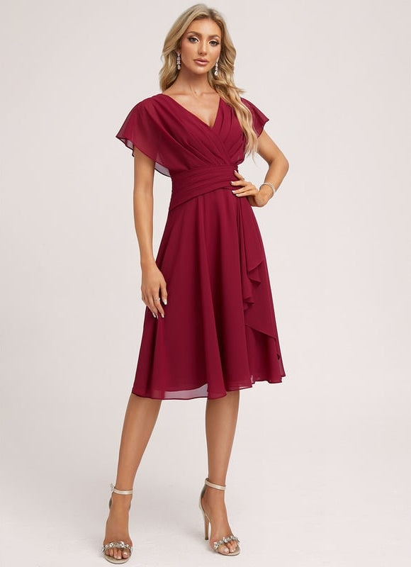 Robe De Bal Mousseline Bordeaux - gallery 4