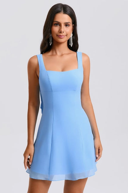Robe De Bal Courte Bleue Claire - gallery 5