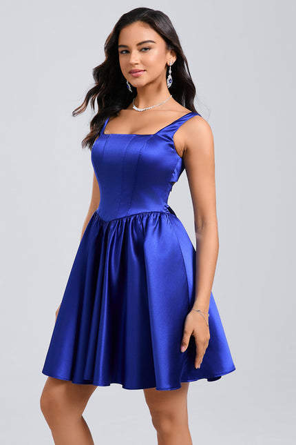 Robe De Bal Satin Bleu Dynamique - gallery 3