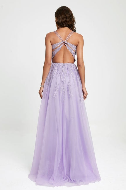 Robe De Bal Lavande Élégante - gallery 8