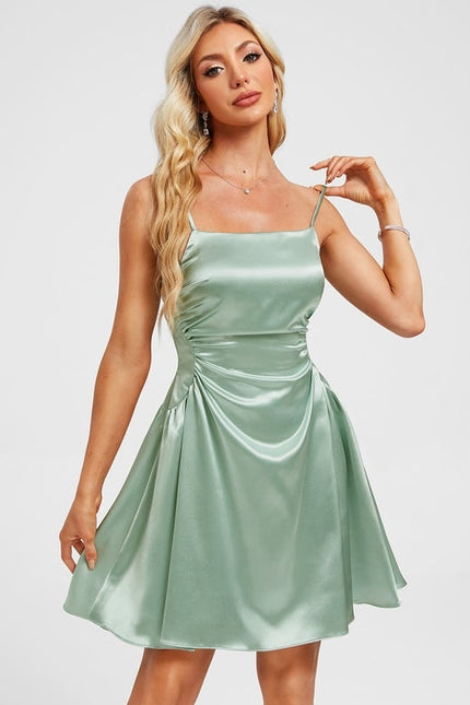 Robe De Bal Satin Vert Clair - gallery 3