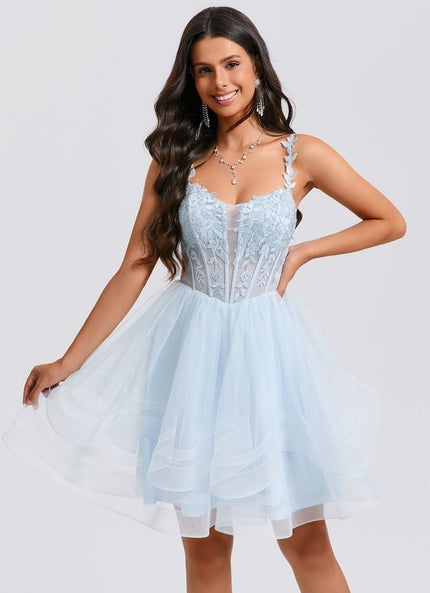 Robe De Bal Tulle Bleue Délicate