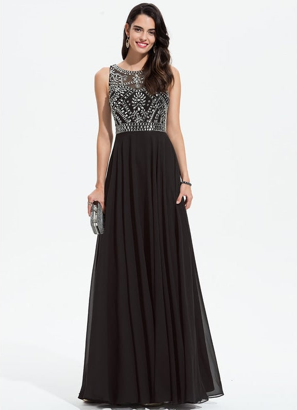 Robe De Bal Chiffon Noir - gallery 2