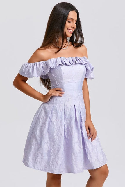 Robe De Bal Lilas Texturée - gallery 2