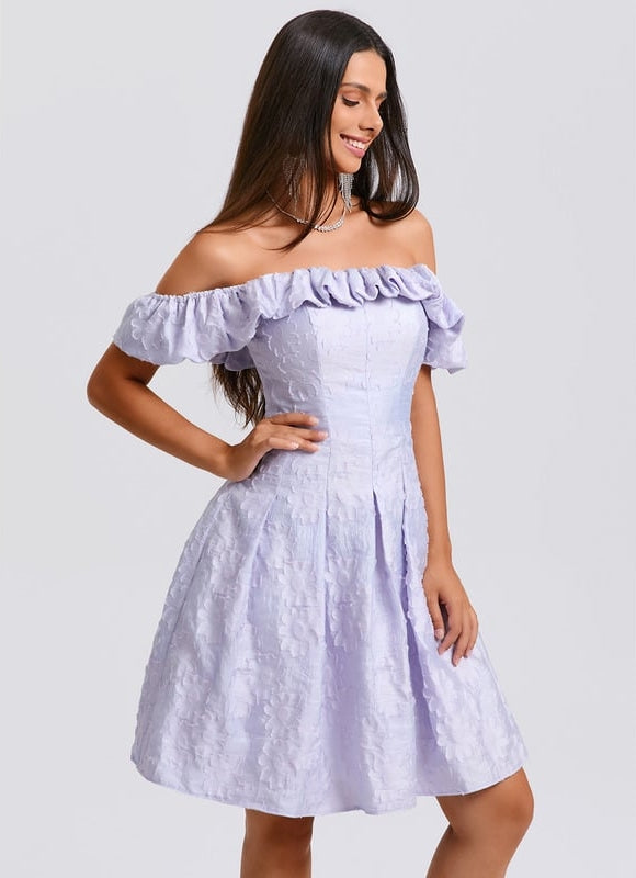 Robe De Bal Lilas Texturée - gallery 2