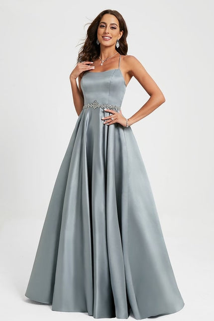 Robe De Bal Satin Bleu Poudré - gallery 2
