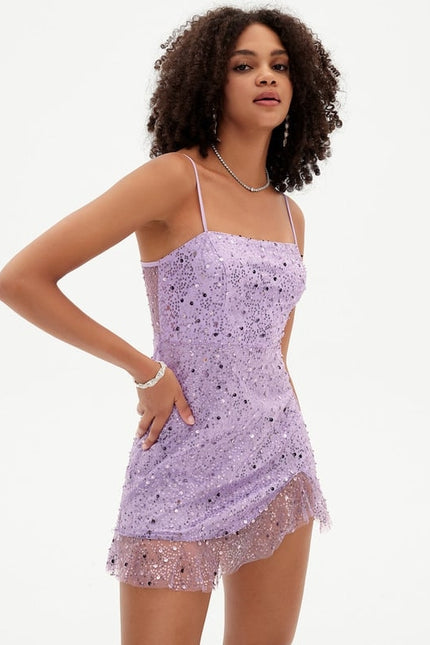Robe De Bal Pailletée Lilas - gallery 6