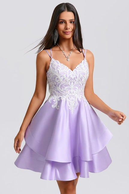 Robe De Bal Lilas À Appliques - gallery 3