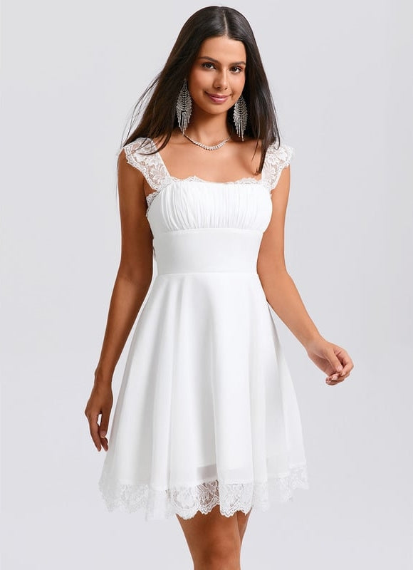 Robe De Bal Courte En Dentelle - gallery 2