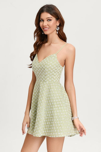 Robe De Bal À Motifs Floraux Vert Clair - gallery 1