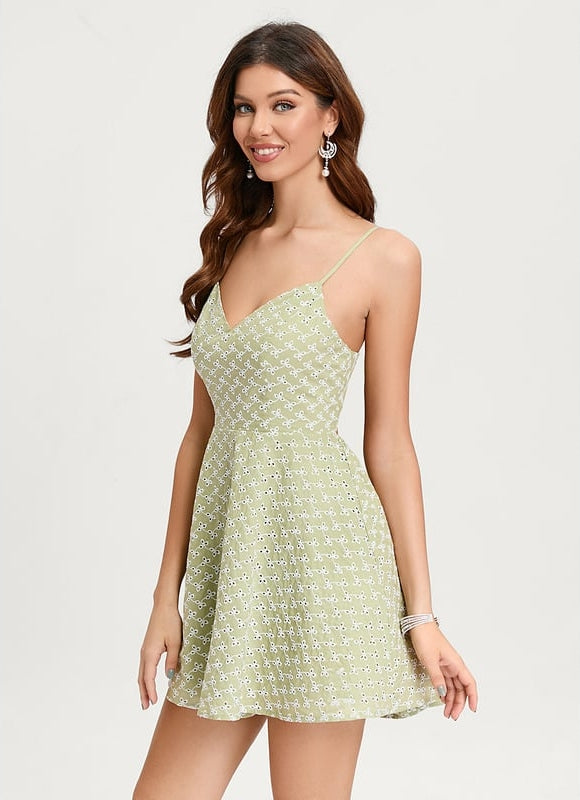 Robe De Bal À Motifs Floraux Vert Clair - gallery 1