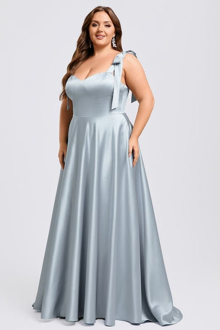 Robe De Bal Satinée Ciel - gallery 5