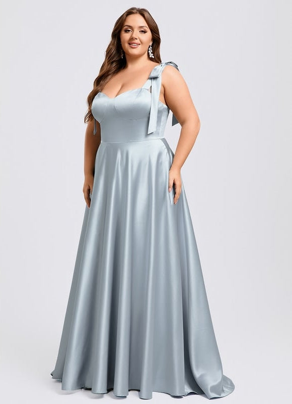 Robe De Bal Satinée Ciel - gallery 5