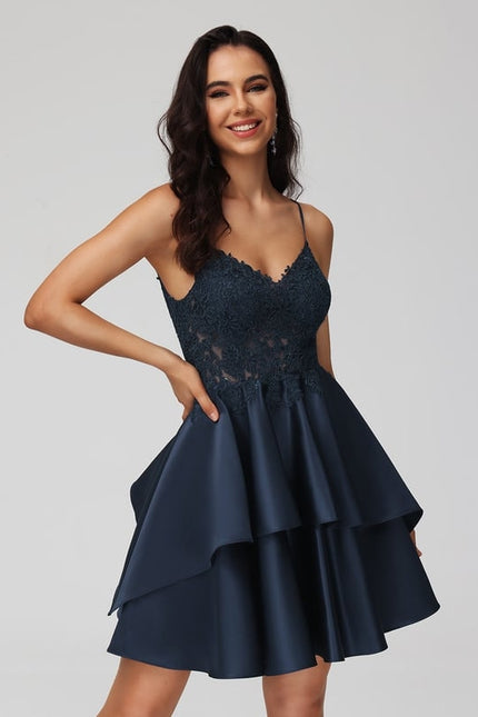 Robe De Bal Satinée Courte - gallery 1