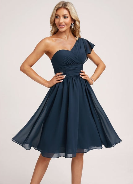 Robe De Bal Asymétrique Marine