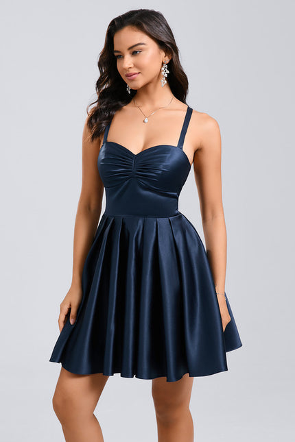 Robe De Bal Satin Bleu Nuit - gallery 4