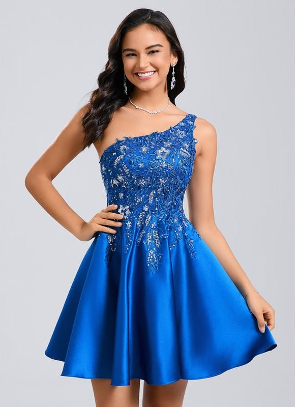 Robe De Bal Bleu Vif Ornée - gallery 2