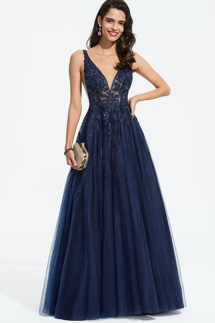 Robe De Bal Étoilée Marine - gallery 5