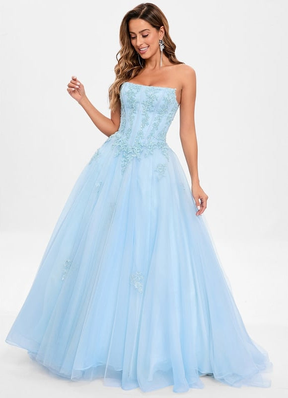 Robe De Bal Nuageuse Azur - gallery 2