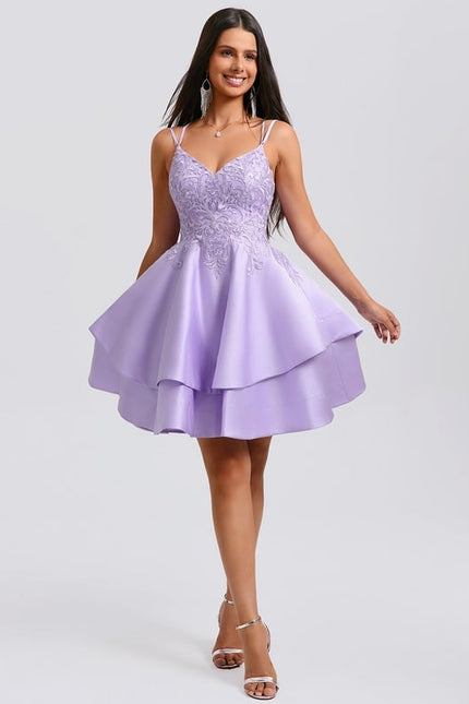 Robe De Bal Lilas À Appliques - gallery 4
