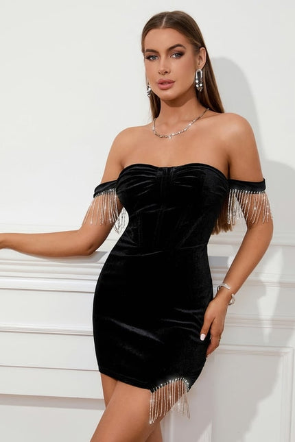 Robe De Bal Noire À Franges - gallery 3